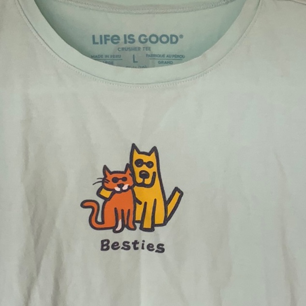 Life is Good Besties dog and cat shirt - Picture 2 of 3